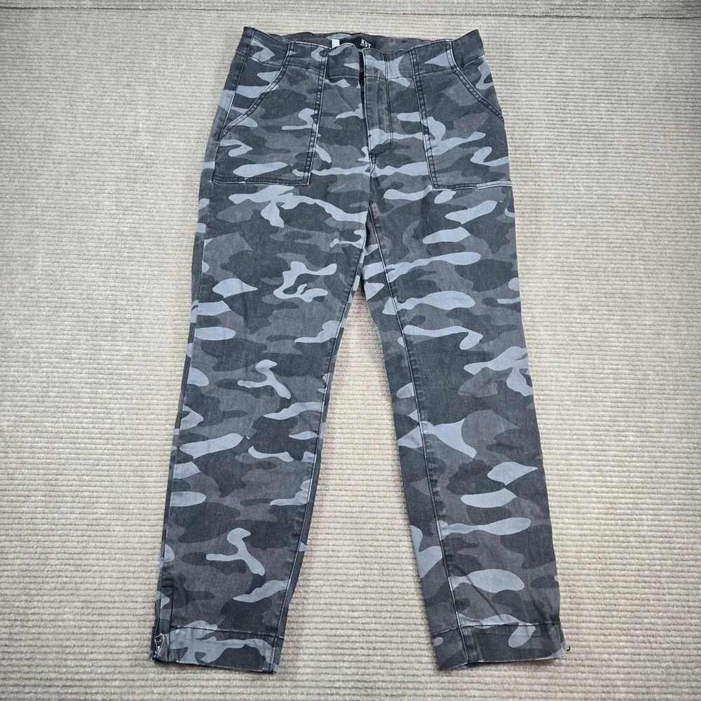 Kut from the Kloth Women‎ 10 Grey Camo Reese Ankle Straight Leg Utility Pants